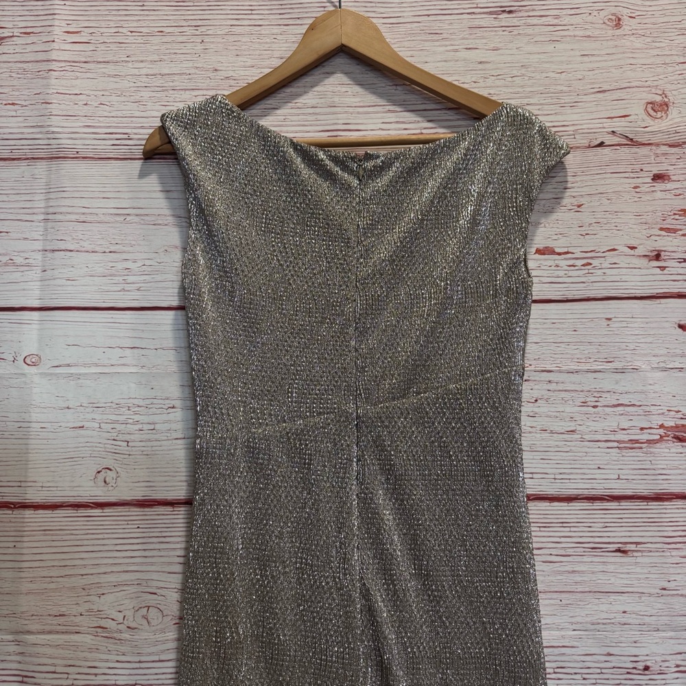 NWT Lauren Ralph Lauren Metallic Cowl Neck Sheath Dress Sz 4 - Picture 11 of 14